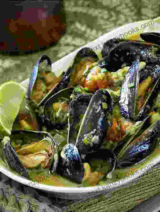 Steamed Mussels In A Vibrant Green Curry Sauce, Garnished With Fresh Cilantro And Lime Wedges Shrimp Recipes: Recipes That Put A Healthy Twist To Your Classic Seafood Favourite (Quick Easy Recipes)